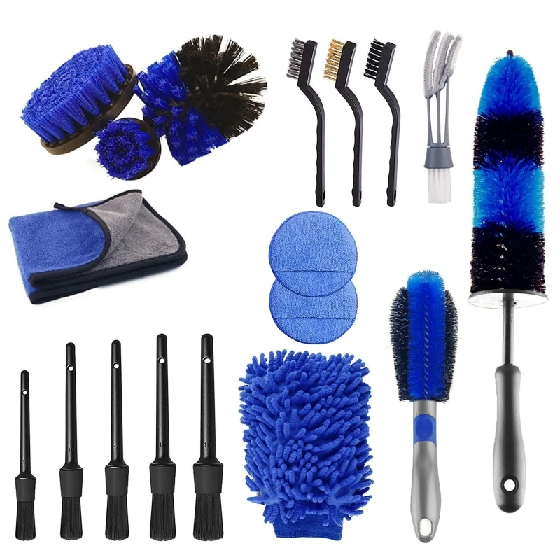 

Car Cleaning Tool Kit with Brush Set Auto Detailing Automatic Detail Drill Sets Wash Paint Polishing for Wheel Dashboard