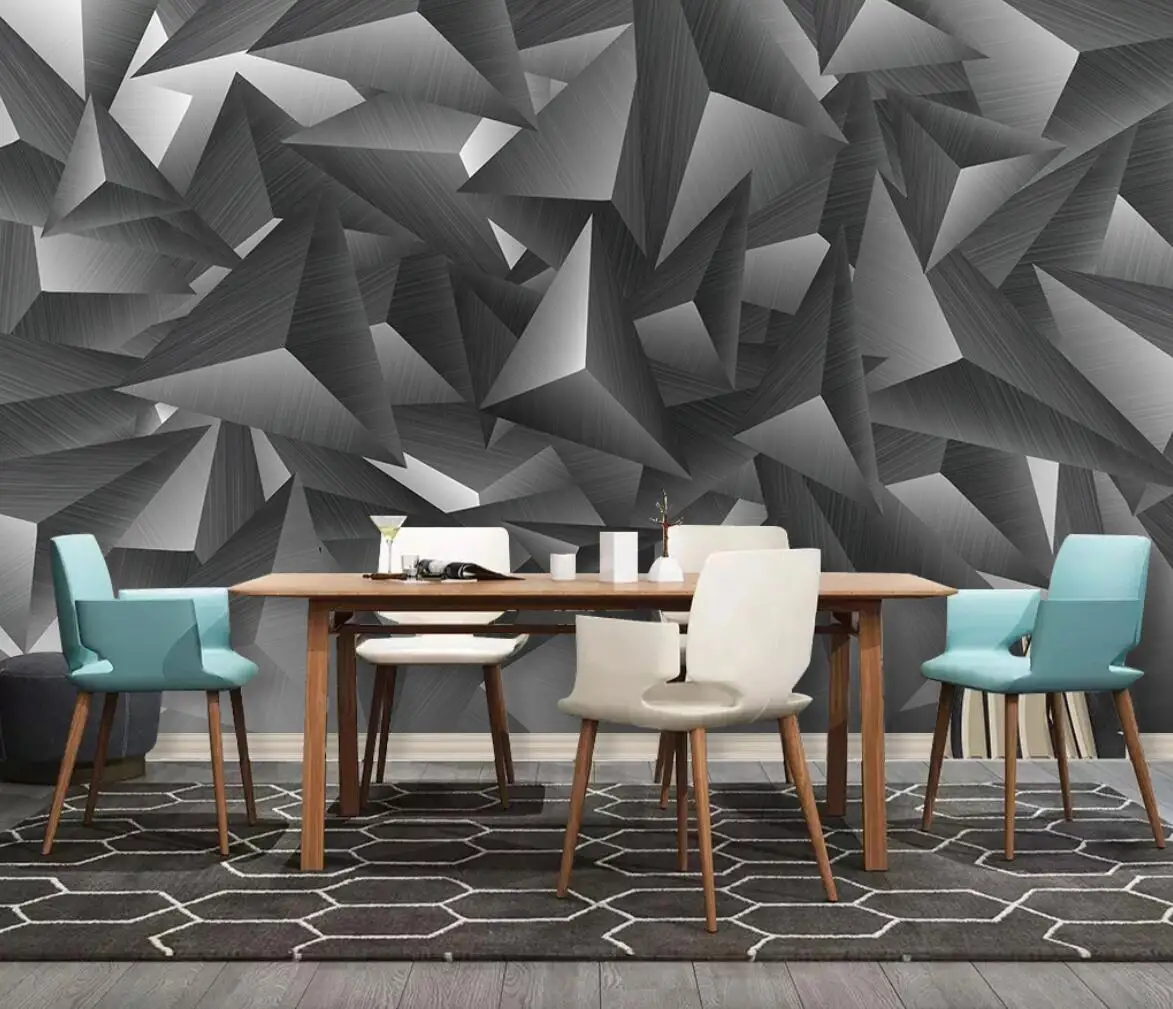 

beibehang custom gray and white solid triangle geometry Murals wallpapers Living Room Bedroom photo wall paper home improvement