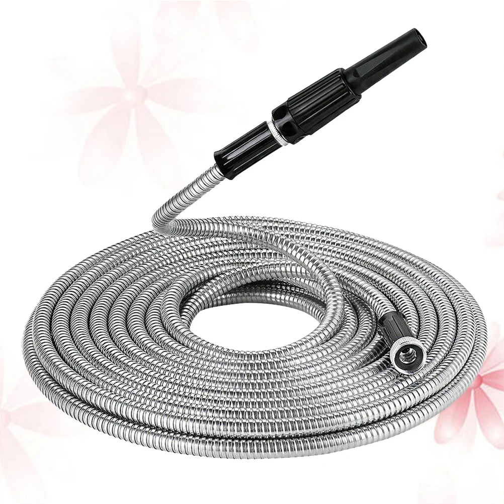

25Ft Stainless Steel Telescopic Garden Hose Watering Hose Garden Water Hose Pipe Free Spray Nozzle Home Silver Standard