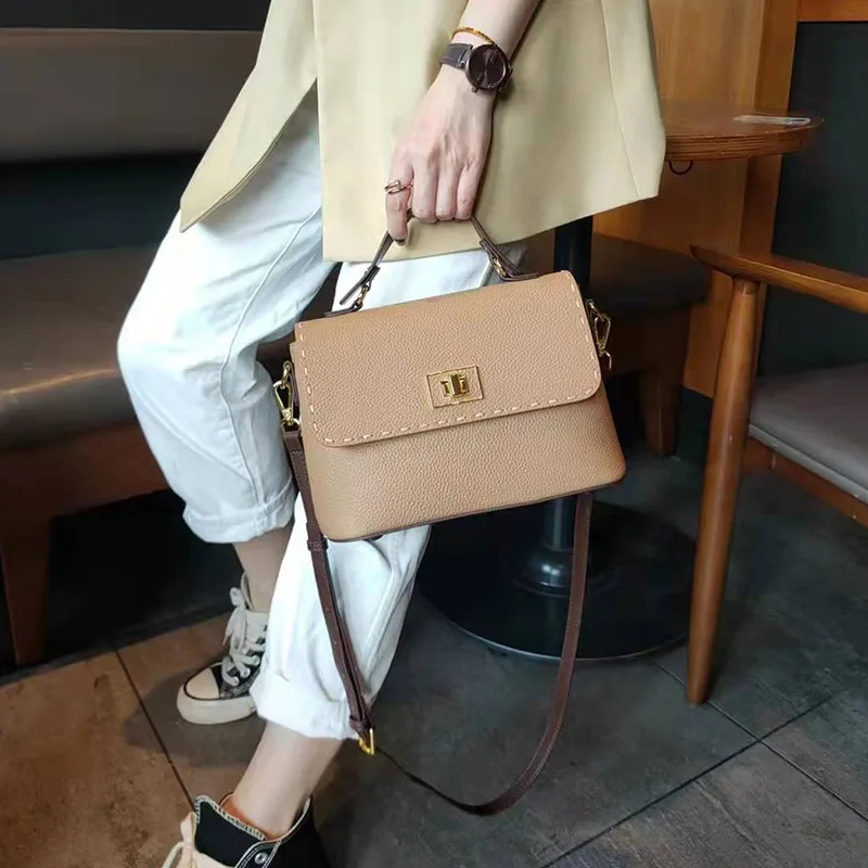

2022 New Cowhide Handbag Buckle Women's Satchel Bag for Women
