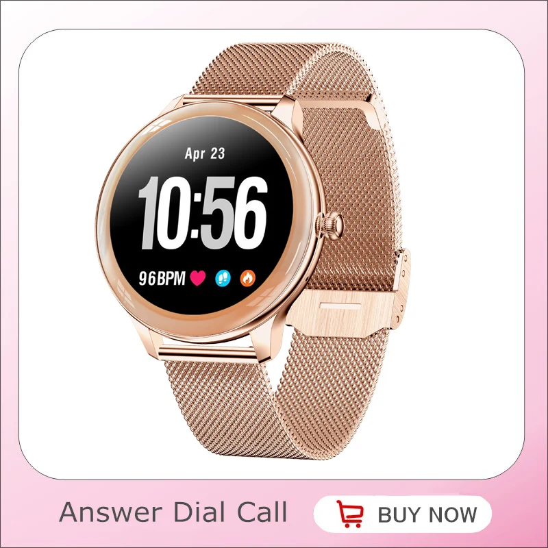 

Smart Watch Women Gold Metal Smartwatch Answer Dial Call Message Reminder Blood Pressure Oxygen Body Temperature Wearable Device