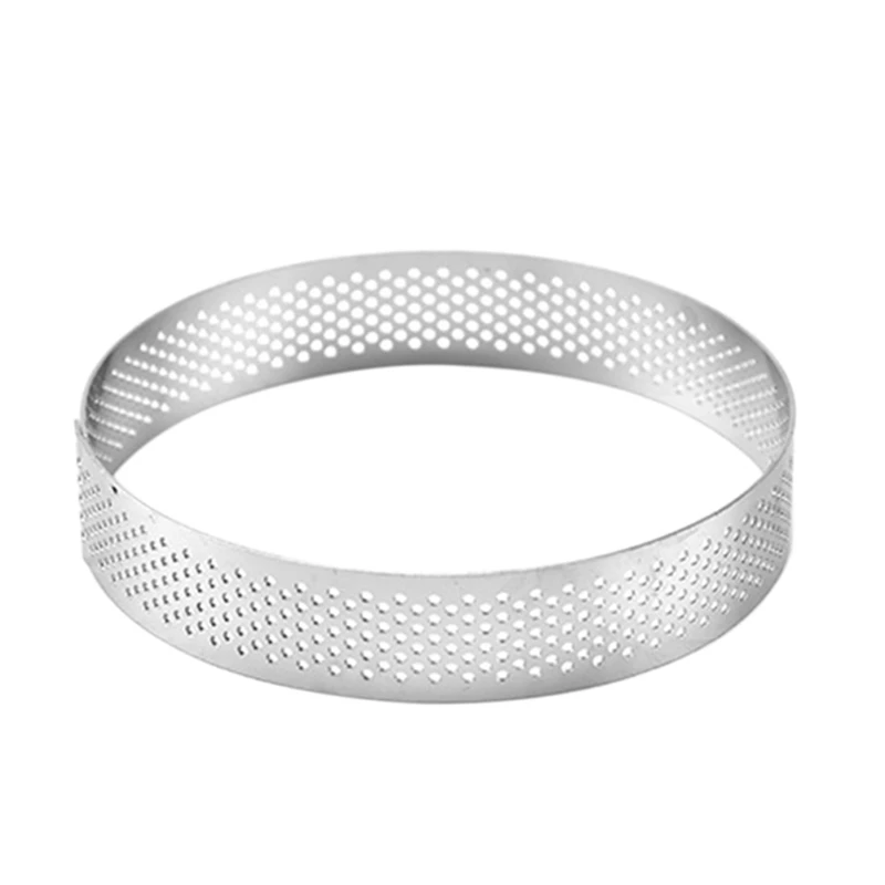 

6Pcs 20Cm Round Stainless Steel Cake Hole Molds Mousse Cake Tart Ring Pizza Dessert DIY Decor Mould Kitchen Baking Tool