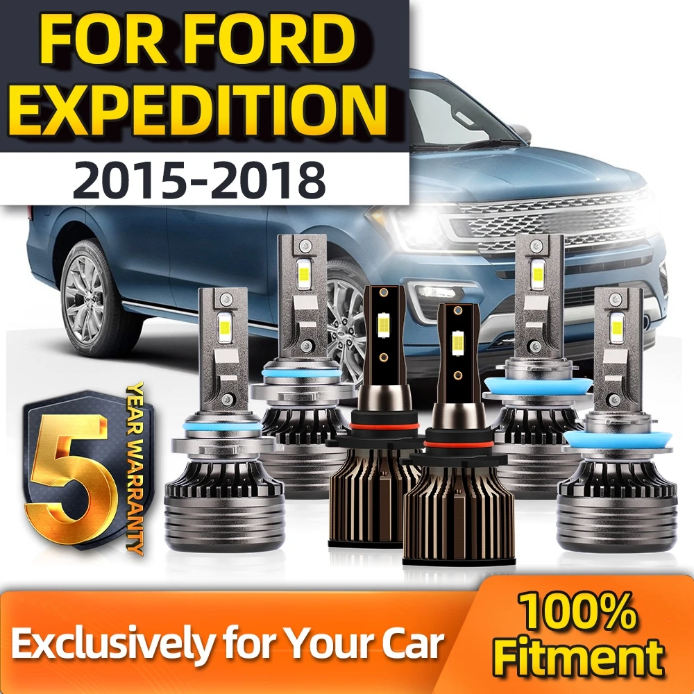 

TEENRAM For Ford Expeditio 6x LED Headlight High Low 9005 H11 Fog Light 9145 Plug-N-Play Bulbs 6000K White 2015 2016 2017 2018