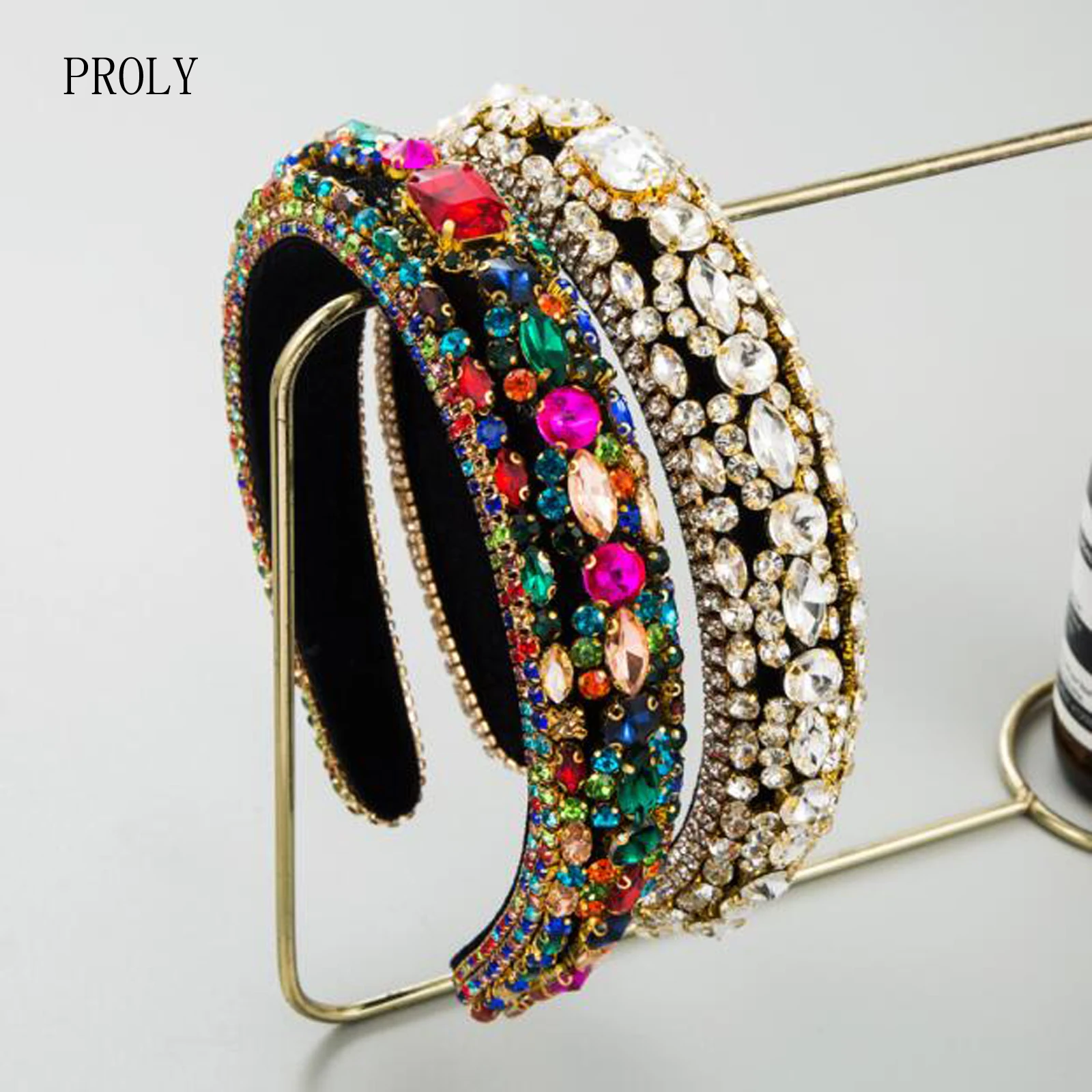 

PROLY New Fashion Women Headband Full Paved Rhinestone Hairband Luxurious Baroque Hair Band Adult Hair Accessories Wedding Party