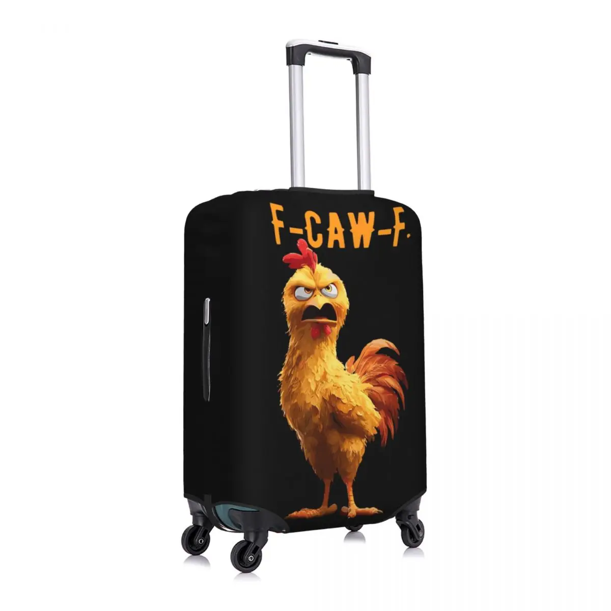 Фото Забавный чехол для чемодана с курицей F-Caw-F FCAWF, эластичный чемодан для отдыха, защита для бизнеса №3
