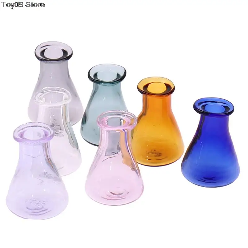 Hot sale 2pcs Dollhouse Miniature Cone Glass Vase Food Play Scene Model DIY Bottle For Decals New |