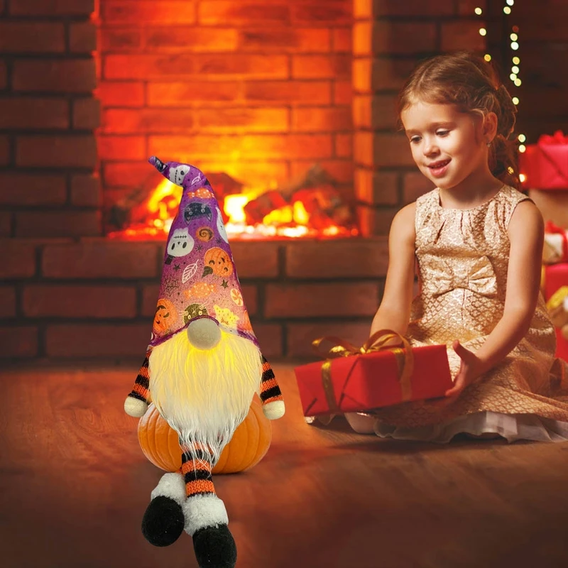 

Украшения на Хэллоуин, гном, плюшевый эльф со светодиодной подсветкой, скандинавский томте ручной работы, украшение для стола