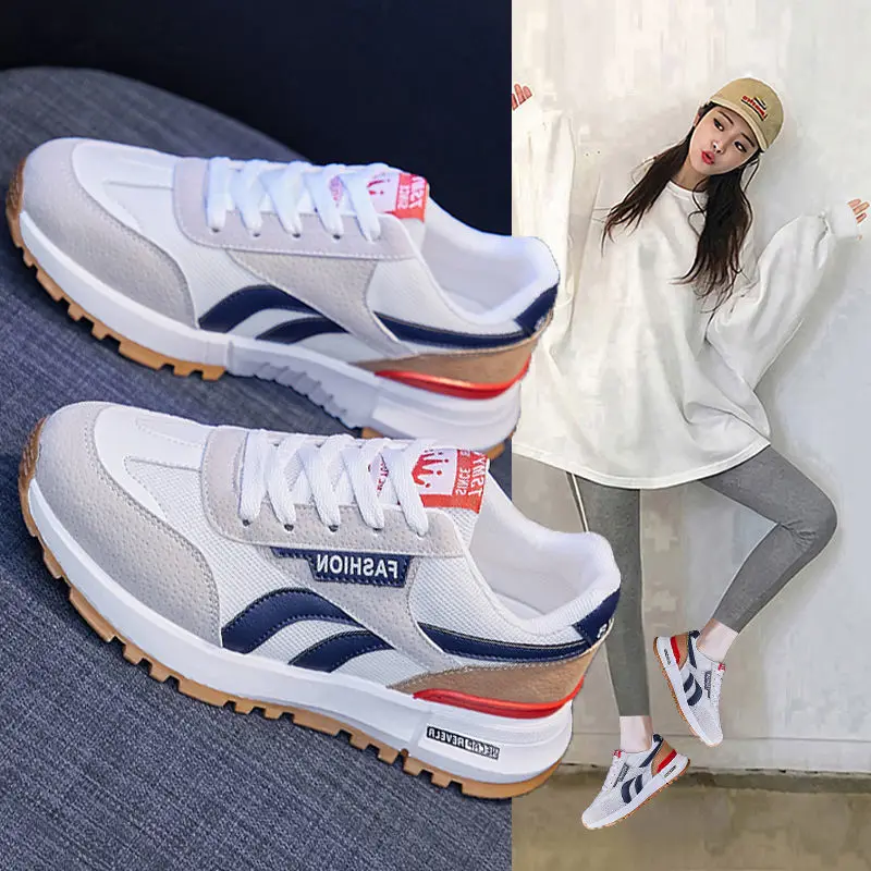

YSHUNIJ Spring and Autumn New Harajuku Style Sports Shoes Women's Flat Shoes Men's Casual Sports Shoes Couple Style Single Shoes