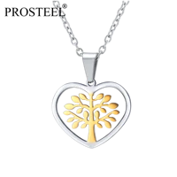 prosteel tree of life stylish necklace heart gold plated family tree spiritual pendant chain for mens womens psp3542gj