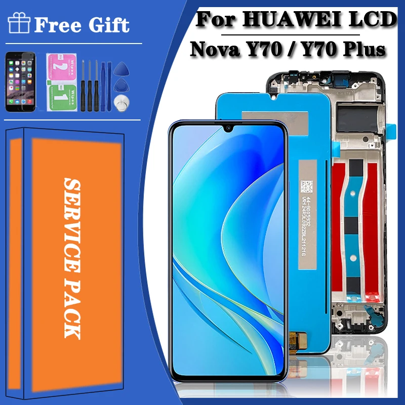 ЖК-дисплей 6,75 'для Huawei nova Y70 Plus, сенсорный экран с цифровым преобразователем в сборе для Huawei nova Y70, телефон с рамкой