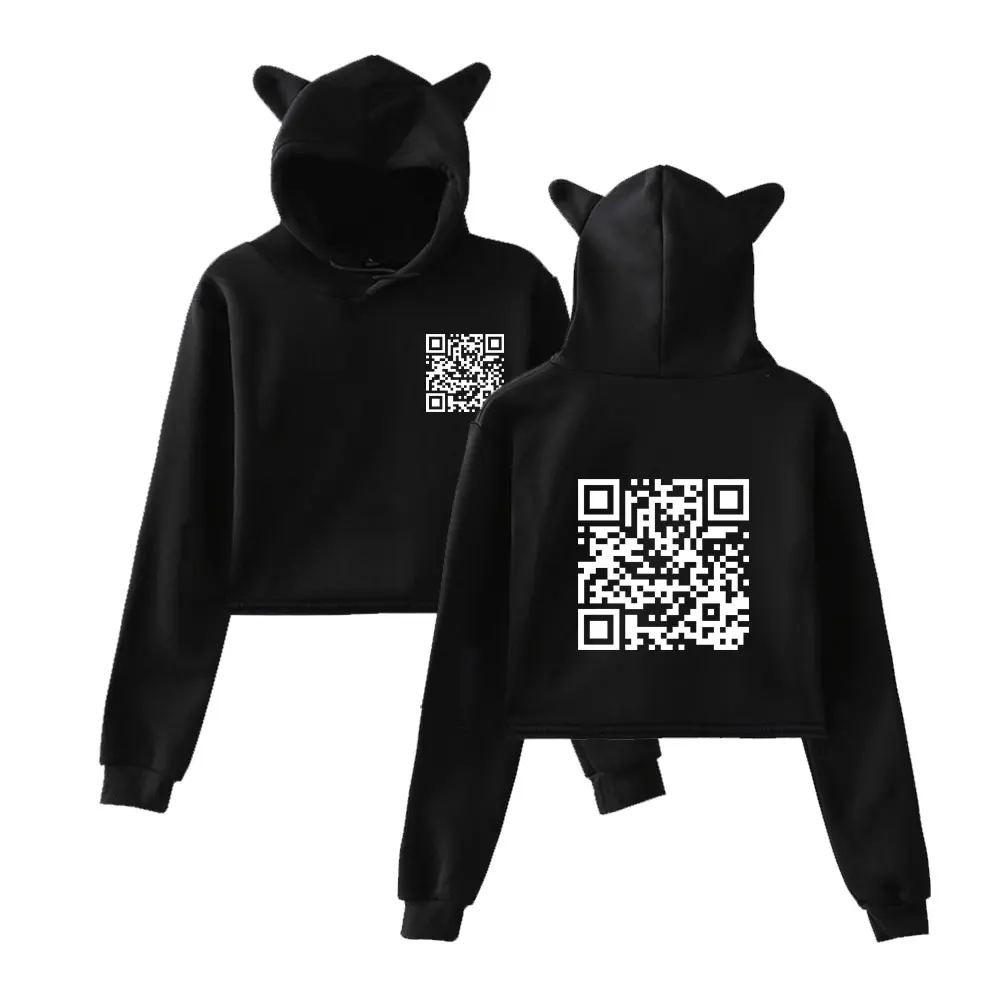 Забавный цифровой QR-код с капюшоном Wanna Date Me QR Code каваи толстовка кошачьими ушками