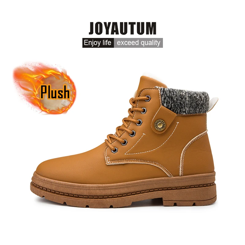 

new men snow boots winter warm Lace-up men shoes fashion flock plush winter boots men shoe plus size Martin boots