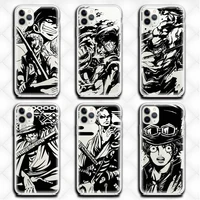one piece sketch phone case clear for iphone 13 12 11 pro max mini xs 8 7 plus x se 2020 xr cover