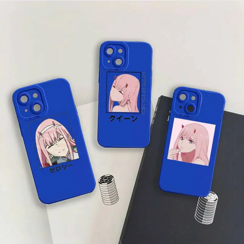 

Zero Two Darling in the FranXX Phone Case For iPhone 13 12 11 Pro MAX Mini X XS XR 7 8 Plus Liquid Silicone Klein Blue