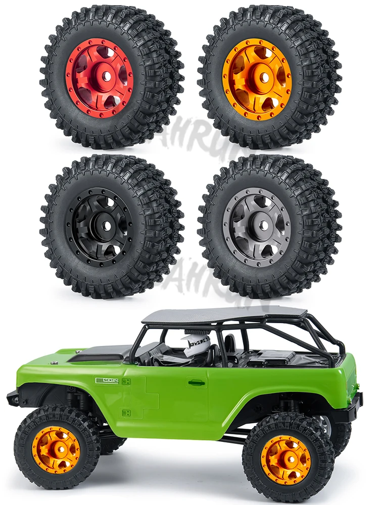

YEAHRUN 4PCS 1.0" Wheel Rims Tires Set Metal Beadlock Wheel Hubs & Rubber Tyres for 1/24 RC Crawler Car Axial SCX24 90081