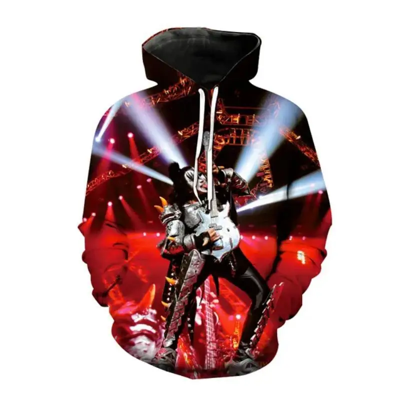 

Rock Singer Band Kiss Men Y2k Hoodie Demon Slayer 3d Print Casual Pullover Popular Streetwear Trend Hip Hop Hood Oversized