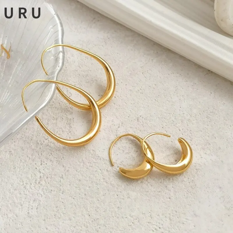 

Trendy Jewelry High Quality Brass Teardrop Earrings Hot Sale Simply Design Thick Plated Real Golden Plating Women Earrings Gifts