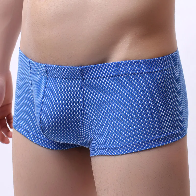 

New Mens Underwear Boxer Ice Silk Men Boxers shorts Sexy Low Waist Hombre Cuecas Masculina Boxershorts U Convex Male Panties