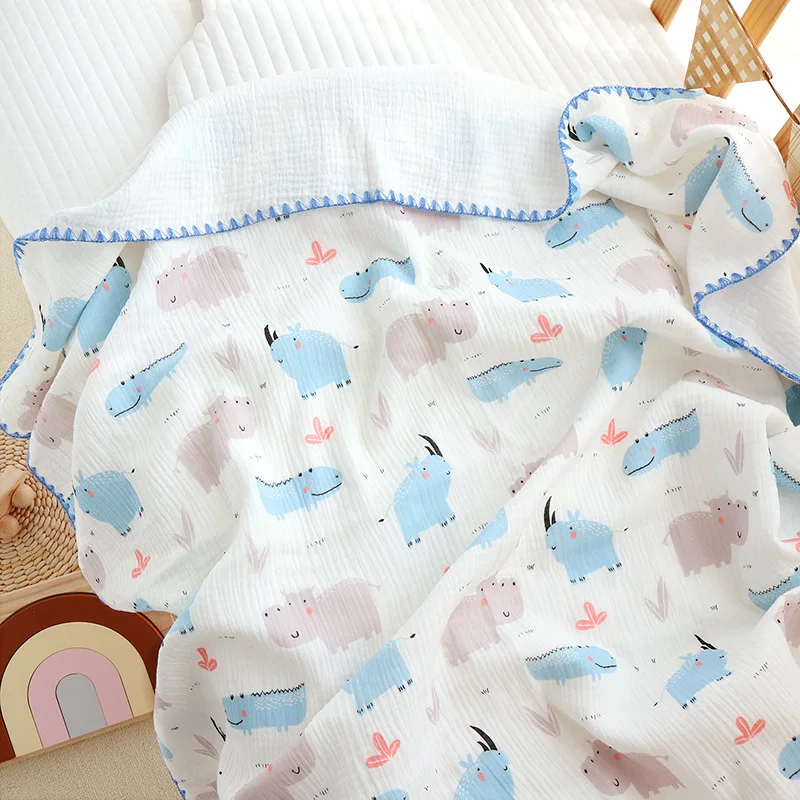 

Baby Blanket Muslin Swaddle Wrap Cotton Cartoon Bear Print Receiving Blanket Infants Newborn Sleep Sack Quilt Bed Cover Bedding