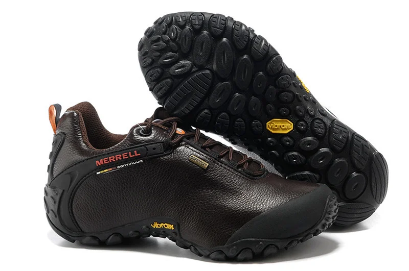 Original Merrell GORE-TEX Outdoor Men's Camping Genuine Leather Sports Shoes Male Coffee Mountaineer Climbing Sneakers Size39-46