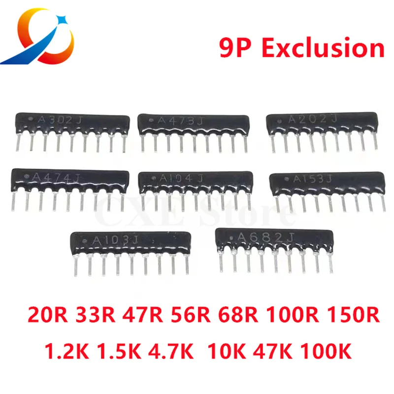 

10 шт., электронные модули питания 9PIN, DIP 220R 330R 470R 510R 680R 1K 1,5 K 2K 2,2 K 3K 3,3 K 4,7 K 5,1 K 10K 20K 33K 100K