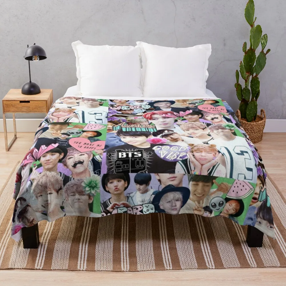 

kpop collage Throw Blanket retractable and reclining sofa blanket