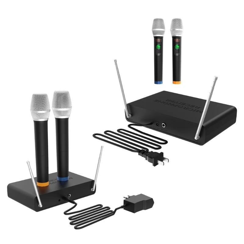 

Microphone System VHF Dynamic Wireless Microphone Strong Anti-interference Microphone for Home Karaoke 6.35mm Output