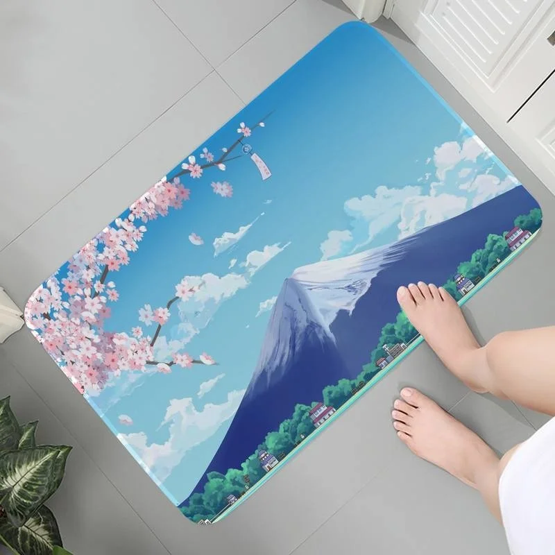 

Anti-slip Bedroom Washable Living Room Carpet Rug Indoor Mats Kid Room Japanese Cherry Blossoms Area Rugs Prayer Rug Lounge Rug