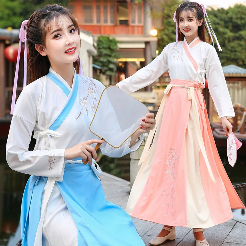 

Chinese National Folk Dance Costume Women Traditional Hanfu Clothin Lady Oriental Swordsman Outfit Han Dynasty Cosplay Clothing