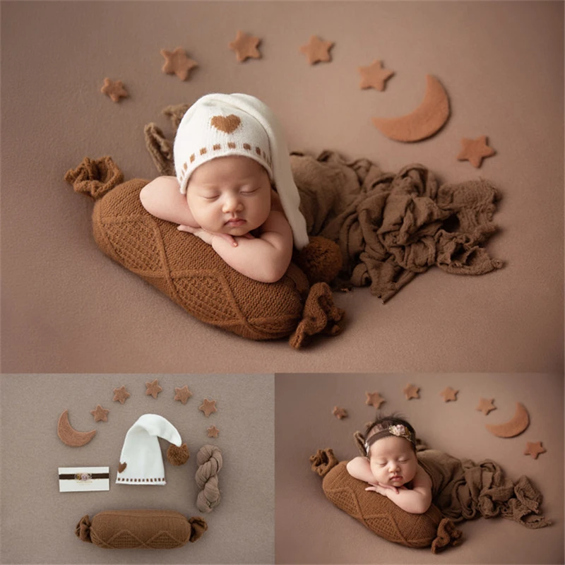 Newborn Baby Photography Props Cute Knitting Sugar Posing Pillow Hat Backdrop Blanket Fotografia Studio Shooting Photo Props