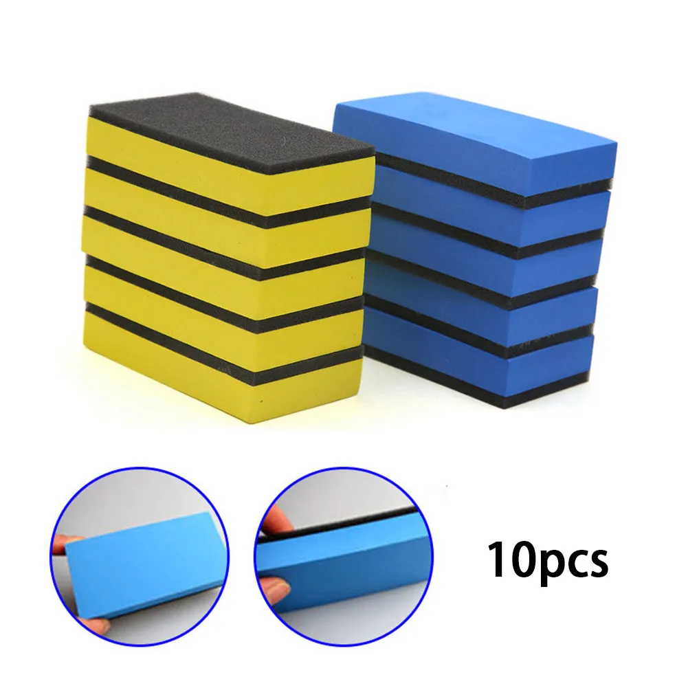 

10pcs 8*4*1.8cm Car Ceramic Coating Sponge Glass Nano Wax Coat Applicator Polishing Pads High-density Sponge For Car Waxing