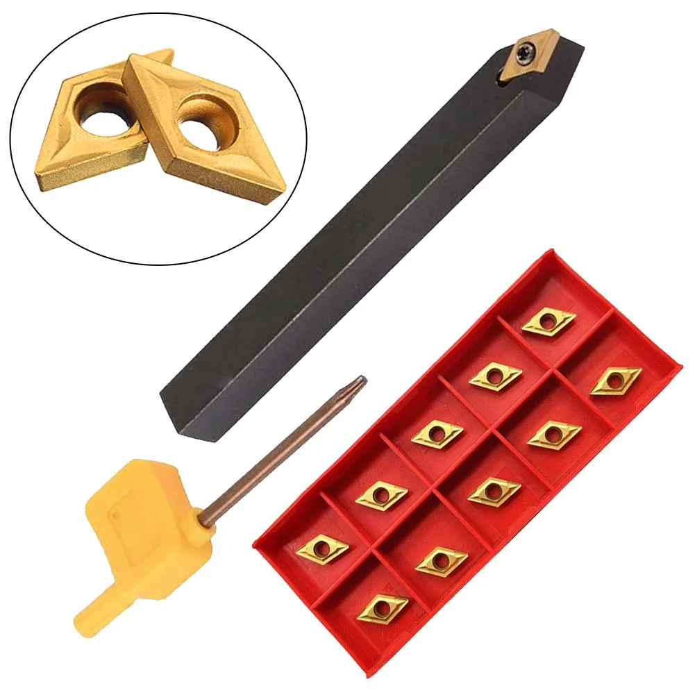 

11 Pcs Carbide Inserts Lathe Holder T8 Wrench Tool Holder Tools Workshop DCMT070204 BP010 Blades Lathe Cylindrical