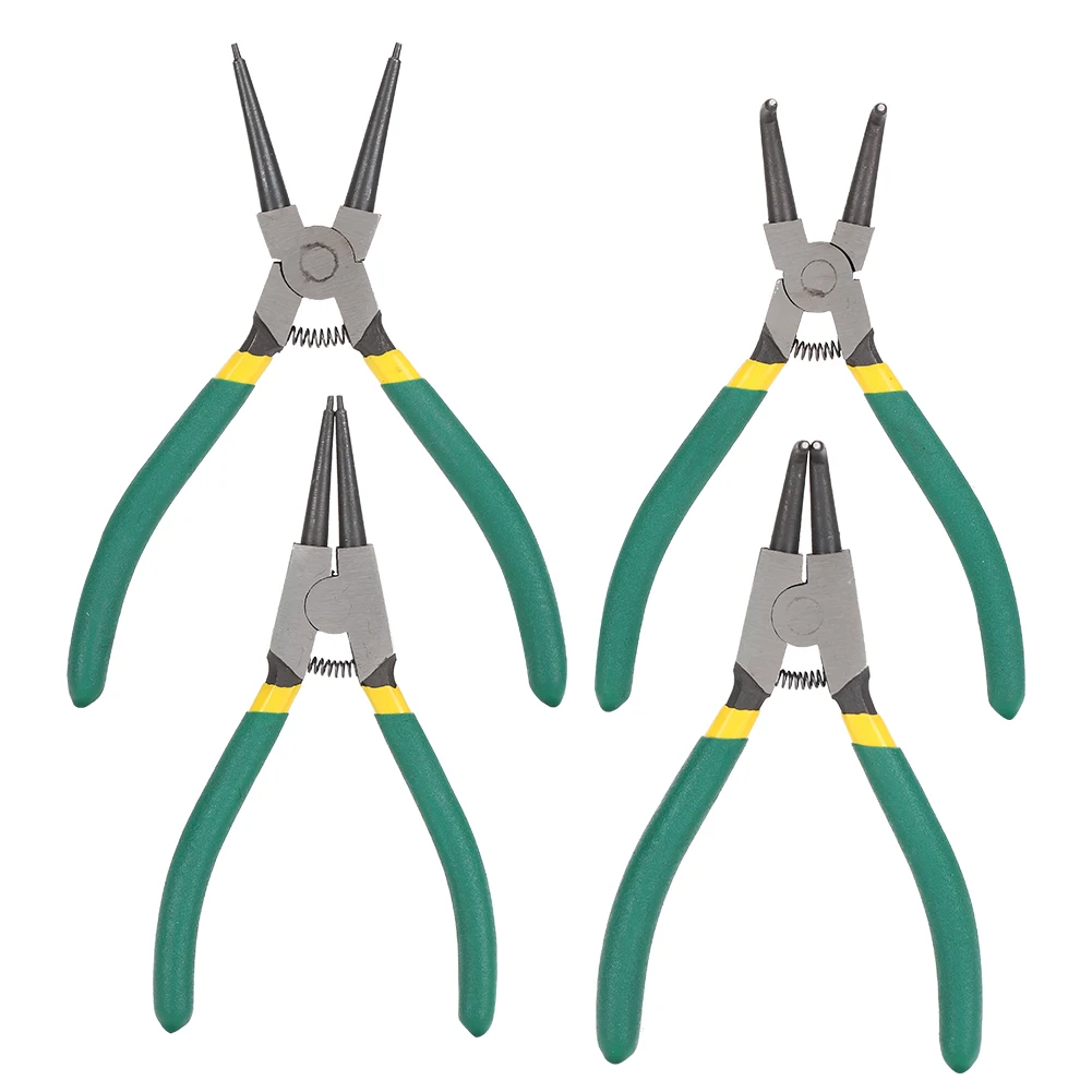 4Pcs Circlip Pliers Set Snap Ring Plier Mini Internal External Straight Bent 5inch/6inch/7inch