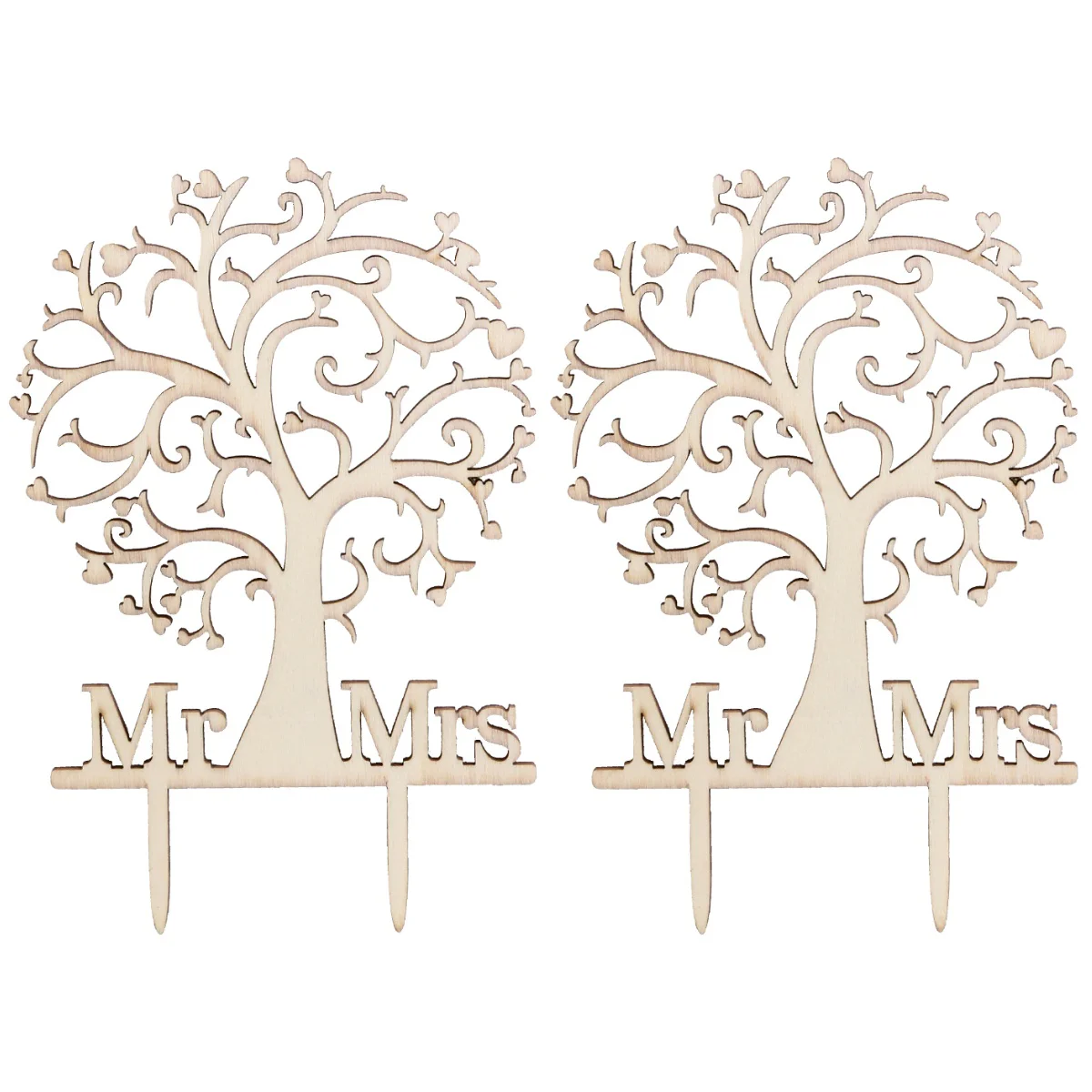 

2pcs & Mrs and Tree Style Cake Topper With Your Last Name Wooden Cake Topper for Wedding / Anniversary / Birthday Party