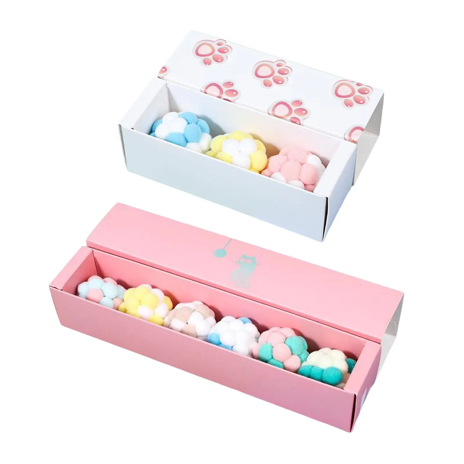 Cat Toy Balls with Bells Assorted Color Fuzzy Balls for Cats