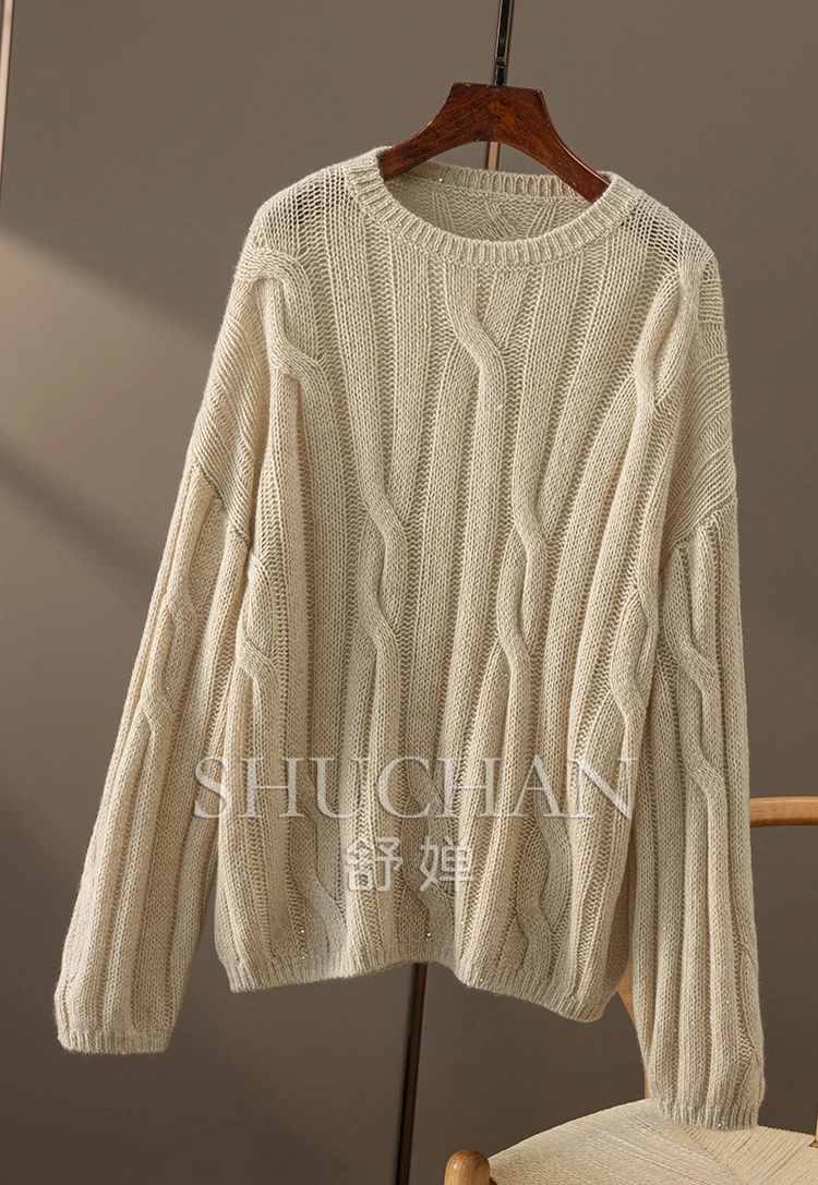 Мягкий кашемировый свитер с круглым вырезом женский Женский Топ длинным рукавом