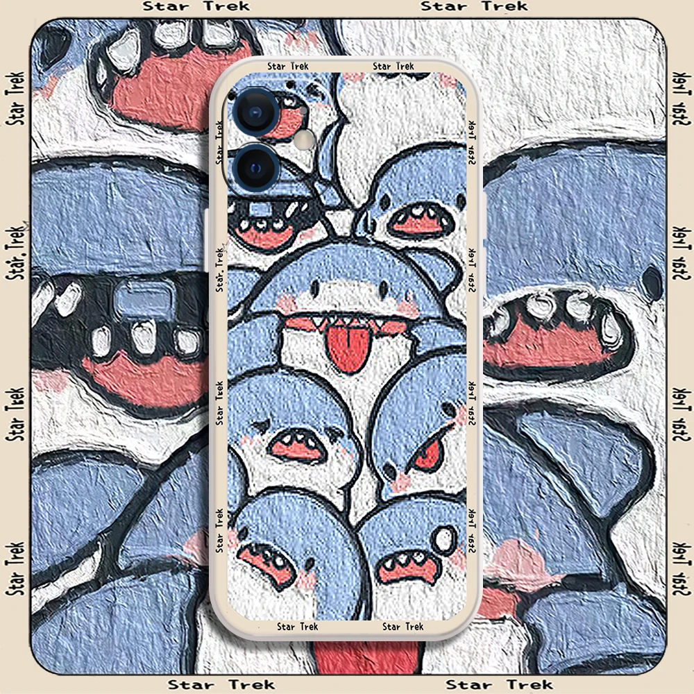 

Cute Little Shark Phone Case For iPhone 11 12 13 Pro MAX 6 6S 7 8 Plus XS 12 13 Mini X XR SE 2020 Soft TPU Mobile Case Backcover