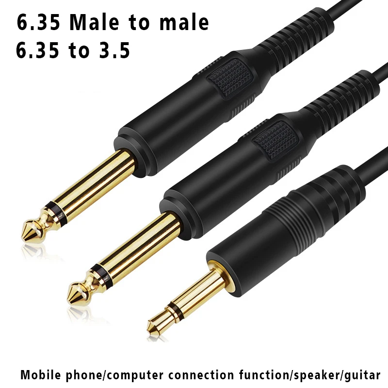 

6.35To3.5 Guitar Noise Reduction Line Microphone Power Amplifier Mixer Audio Line 6.5 Mono Male-to-male Speaker Line 1~5 Meters