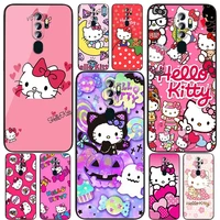hello kitty cute cartoon for oppo find x5 x3 x2 neo lite a74 a76 a72 a55 a54s a53 a53s a16s a16 a9 a5 5g black soft phone case