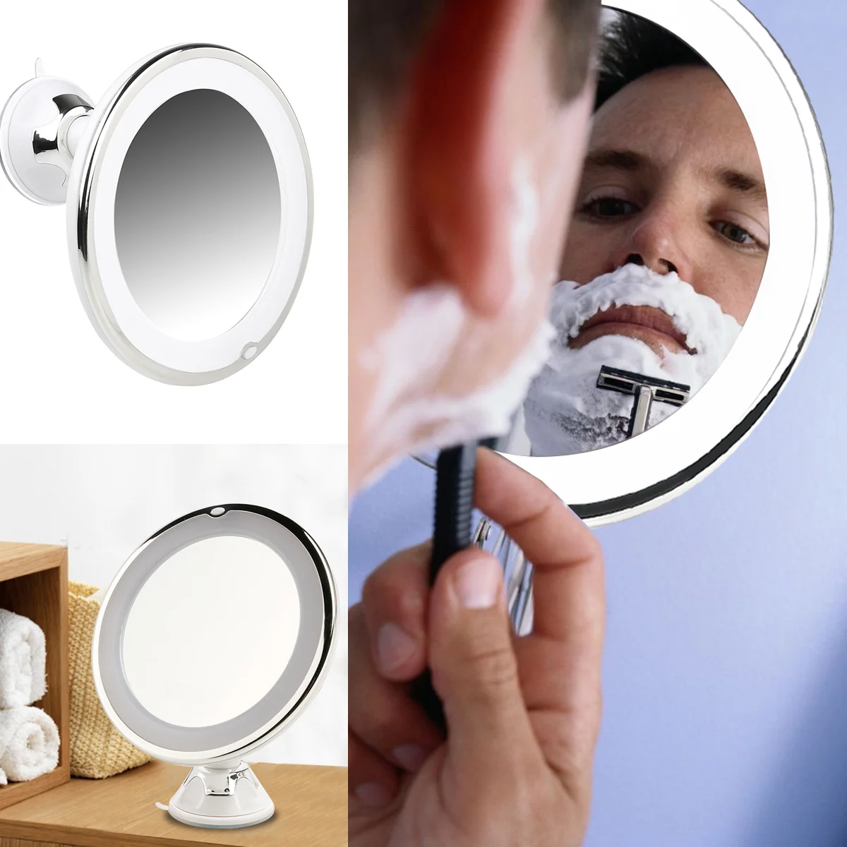 

Регулируемое зеркало для макияжа RUIMIO с 7-кратным увеличением и светодиодной подсветкой, зеркало для ванной комнаты, дорожное Зеркало для ту...