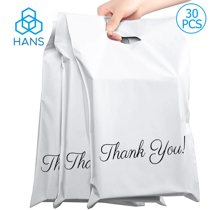 30pcs Printed Design Tote Express Courier Bag with Handle Self-Seal Adhesive Thick Waterproof Plastic Poly Shipping Mailers