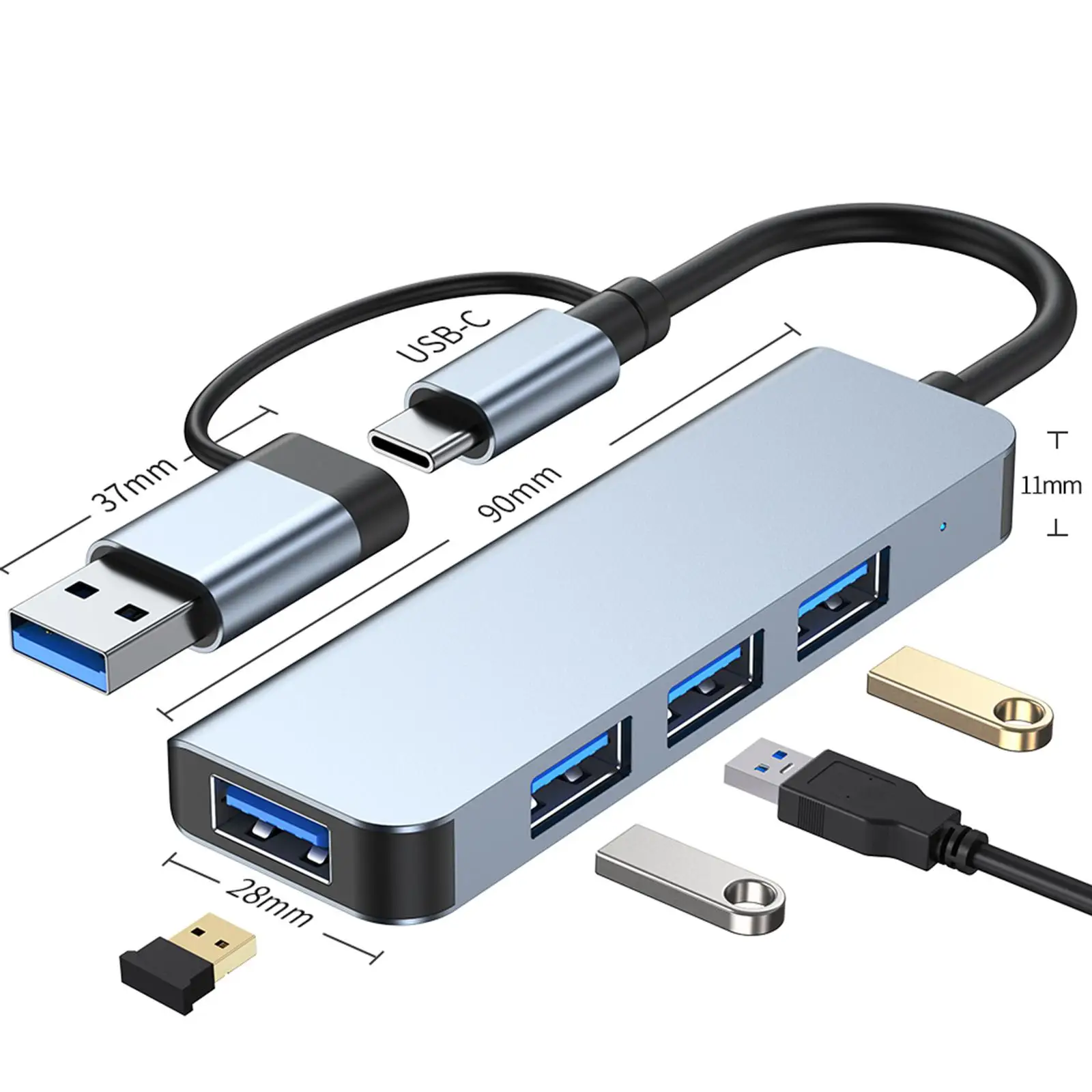 

USB 3.0 Hub Ultra Slim Usb-C Converter Expander Compact Size Adapter for Laptop