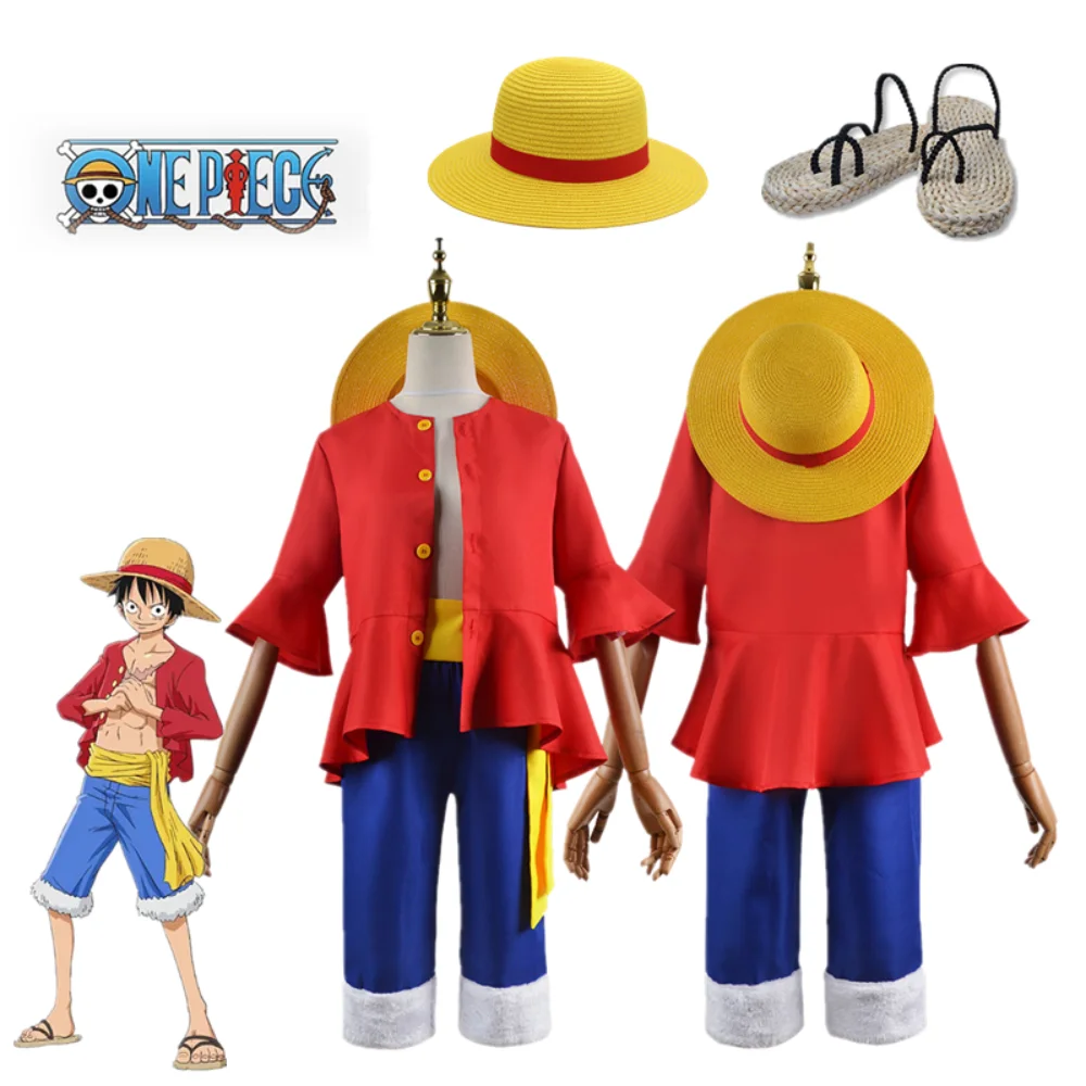 

Adult Kids Anime Two Years After Monkey D.Luffy Cosplay Costume Monkey D.Luffy Hat with Shoes Full Set Halloween Cosplay Clothes