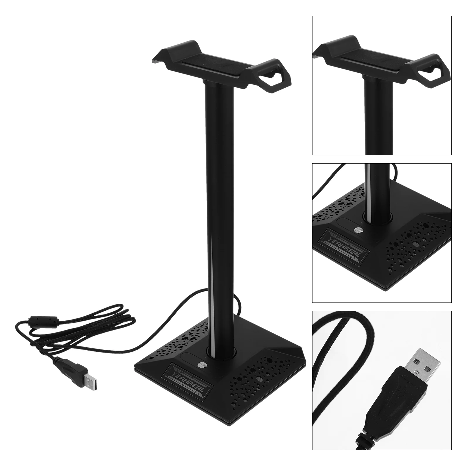 

1PC 3.5mm RGB Lighting Headset Holder Desktop Earphone Stand Headset Desk Display Stand