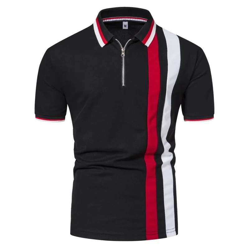 

Men's Zipper Short Sleeve Summer New European Size Polo Shirt