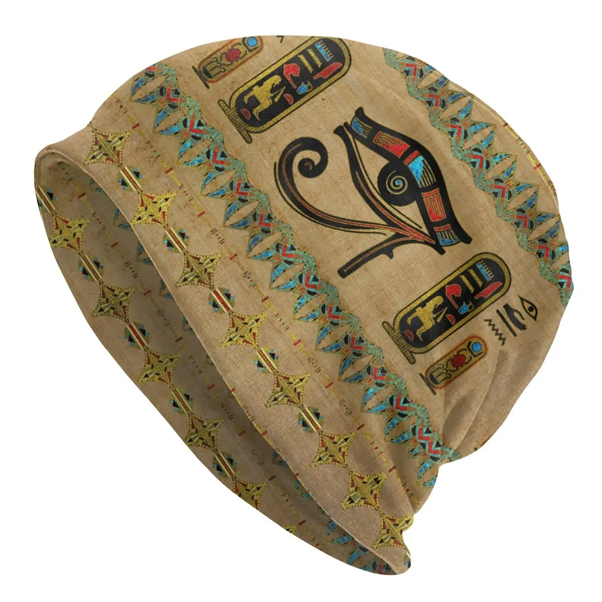 

Egyptian Eye Of Horus Ornament Beanie Ancient Egypt Caps Soft Warm Spring Printed Pullover Cap for Men Women Knitted Beanies
