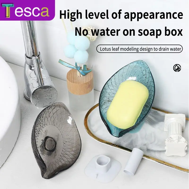 

Leaf Shaped Drain Rack Sponge Soaps Holder With Powerful Suction Cup Soap Box Bathroom Supplies Removable Bottom Soap Dish