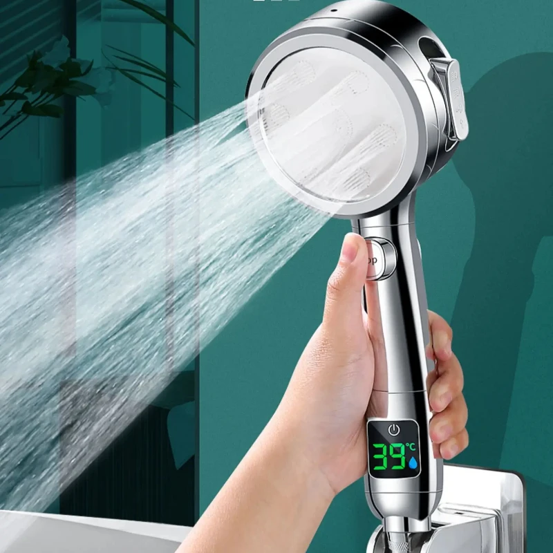 Светодиодный дисплей температура насадка для душа высокое давление 4 режима