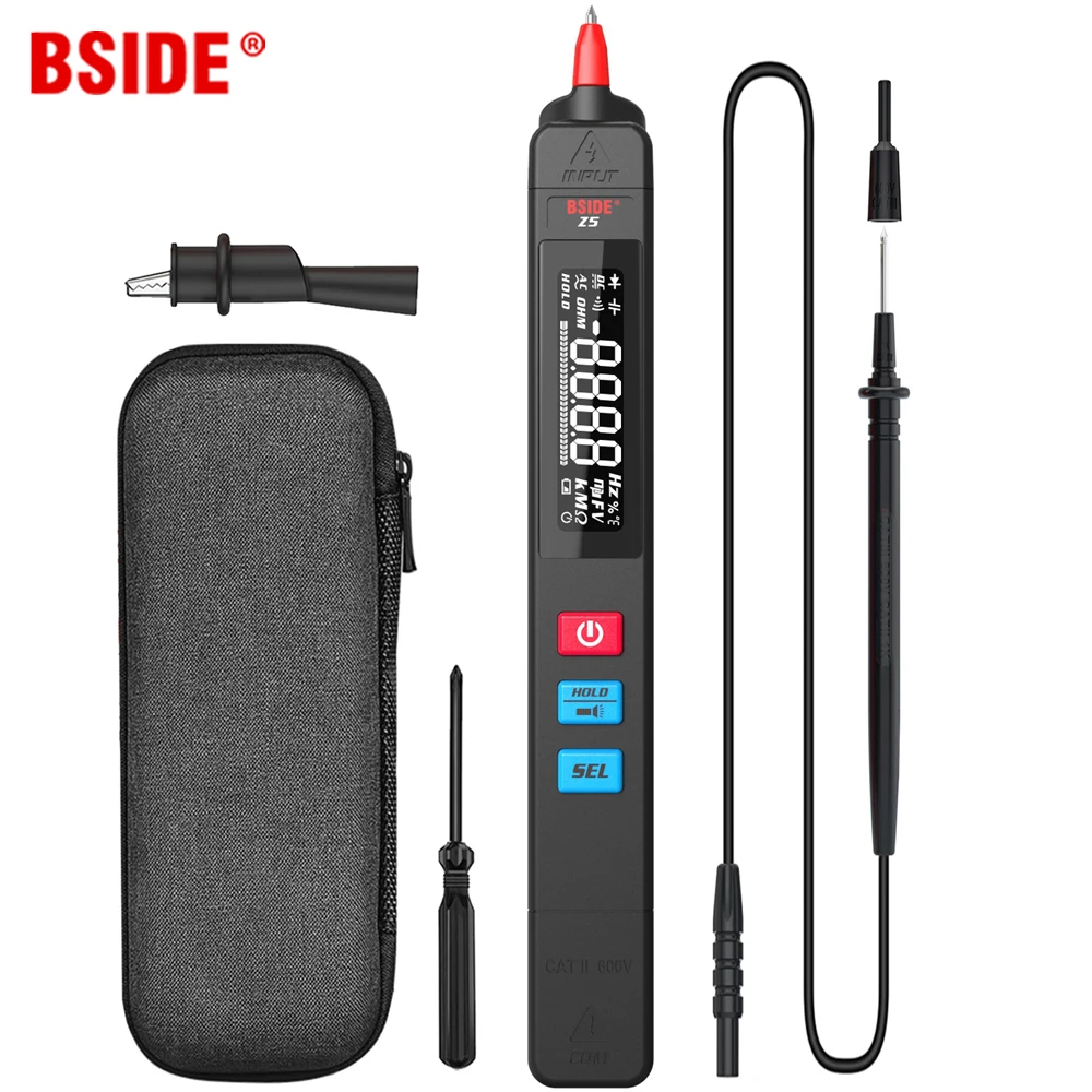 

BSIDE Z5 Digital Multimeter Smart Pen Tester Autoranging 6000 DC AC Voltage Capacitance Ohm NCV Hz Diode Continuity Live Meter