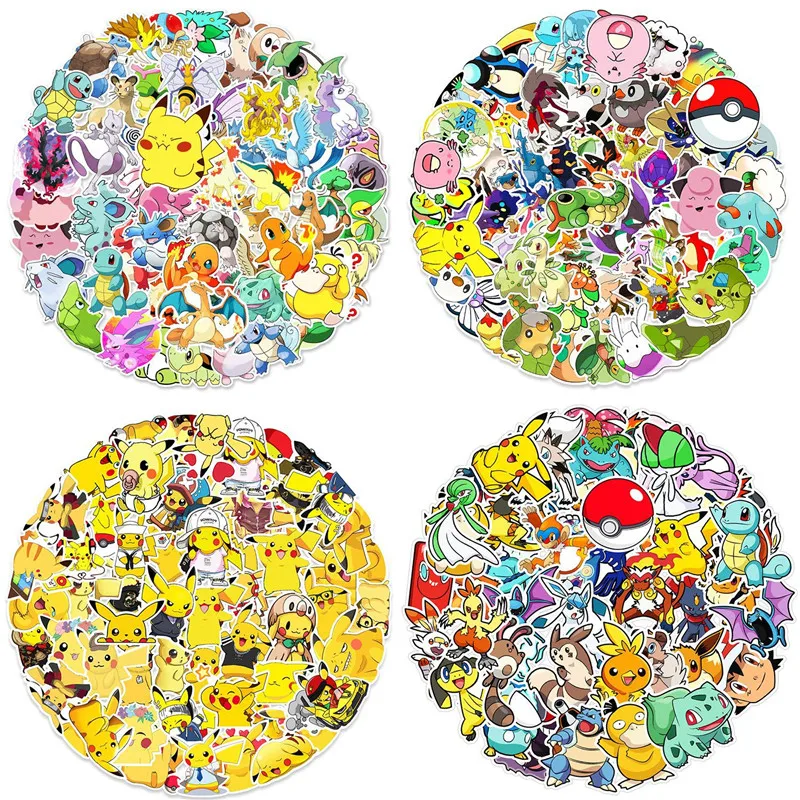 

10/50/100Pcs/Pack Pokemon Stickers on Bicycle Refrigerator Laptop Motorcycle Graffiti for Kids Gift Pikachu Cartoon Stickers